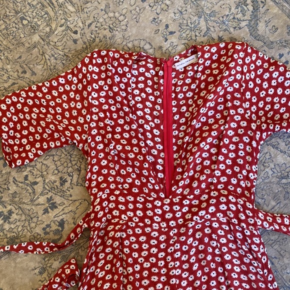 Faithfull the Brand Nina Red Floral Midi Dress - Picture 3 of 11